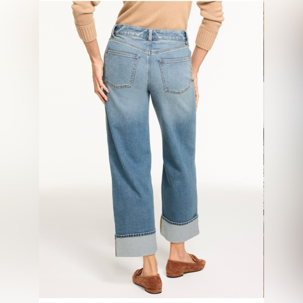 NWT Talbots STRAIGHT ANKLE CUFF EMBROIDERED JEANS - AUTUMN WASH SIZE 6 - Picture 2 of 8